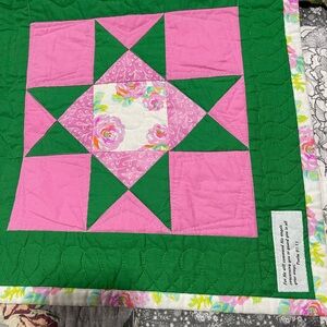Vibrant Pink and Green prayer Quilt
